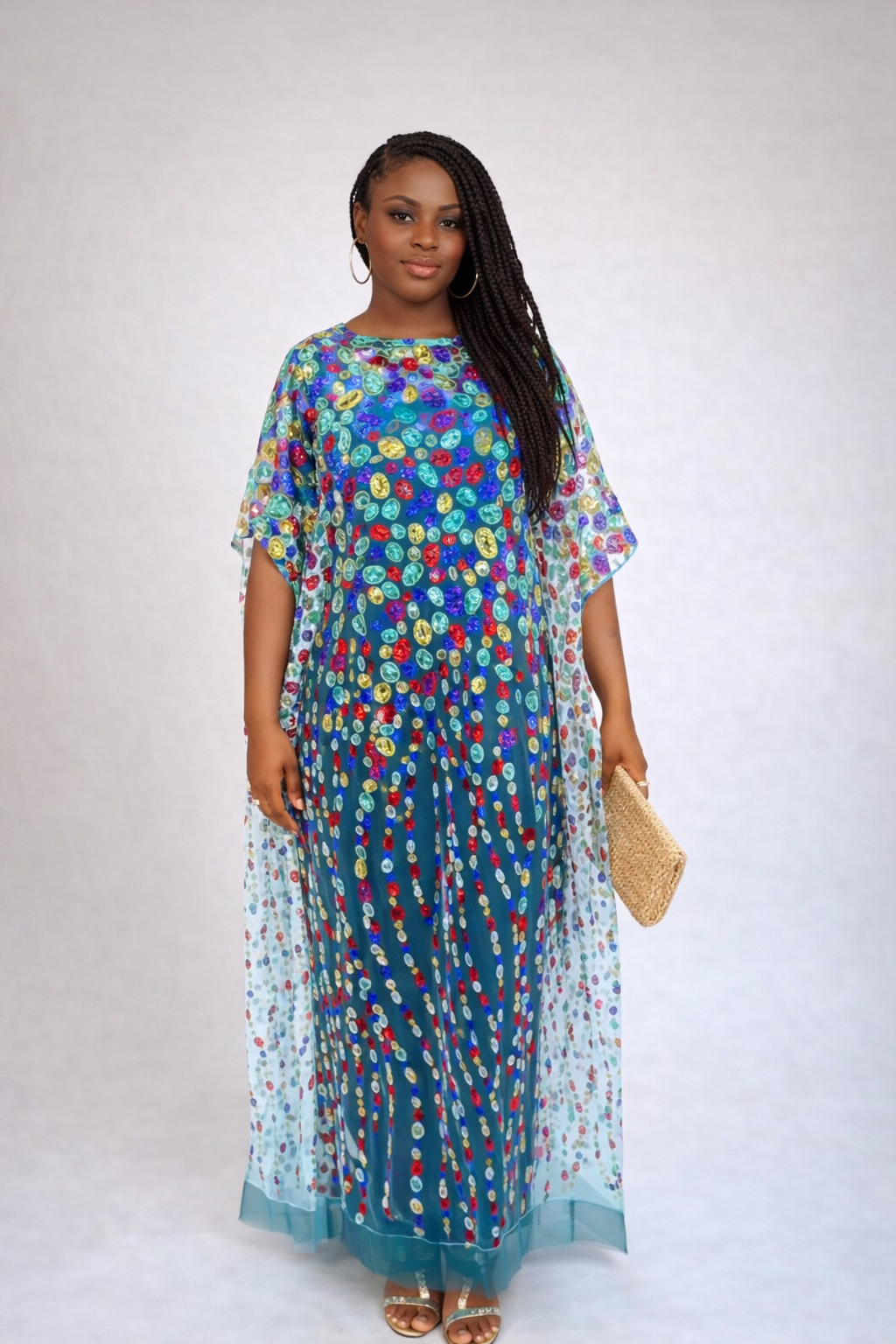 Iremide Turquoise Boubou Lace (Free inner)