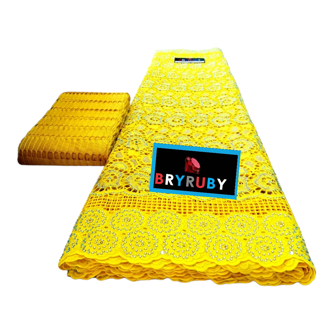 Andrea Swiss Cotton Lace - Yellow & Gold - SCL02C