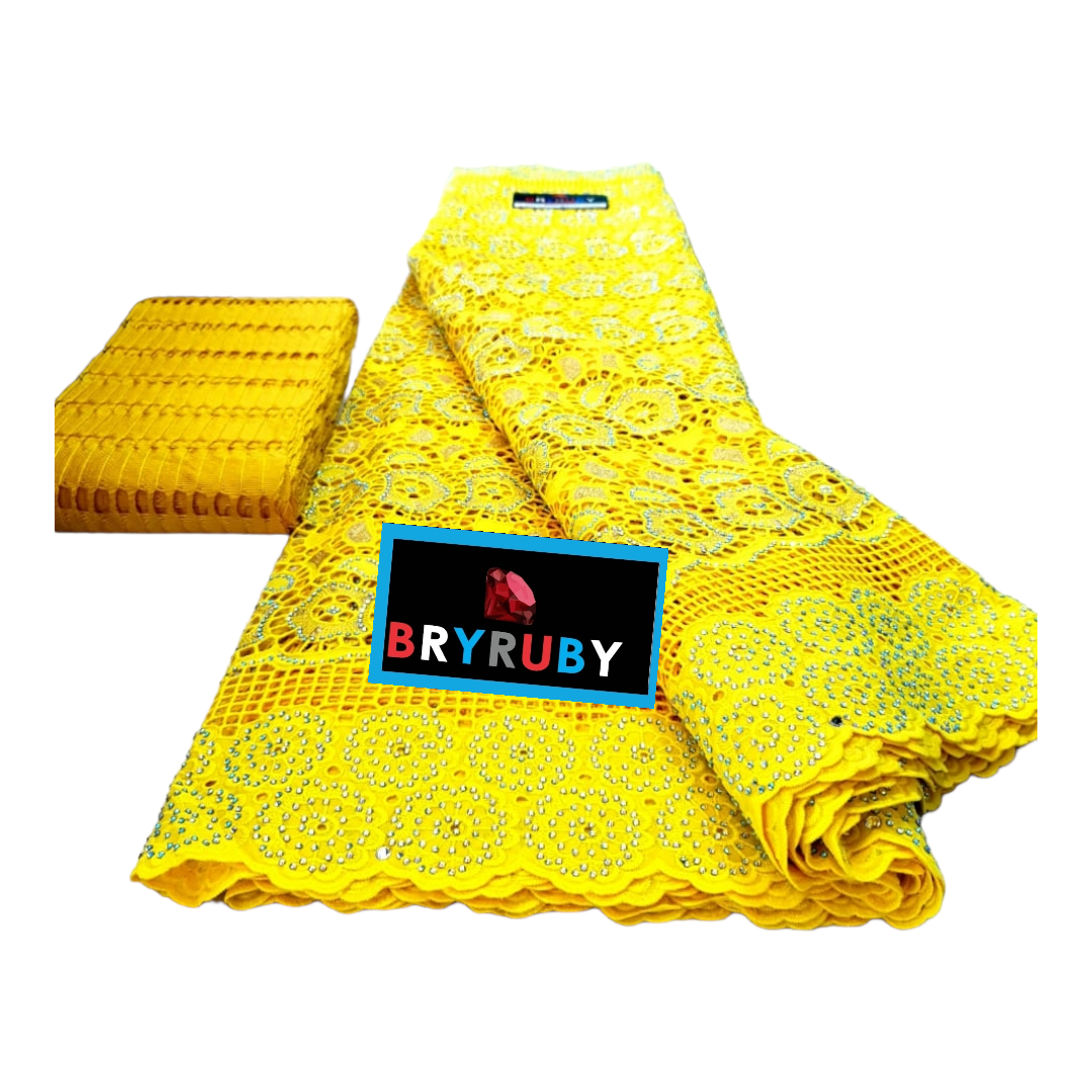 Andrea Swiss Cotton Lace - Yellow & Gold - SCL02C