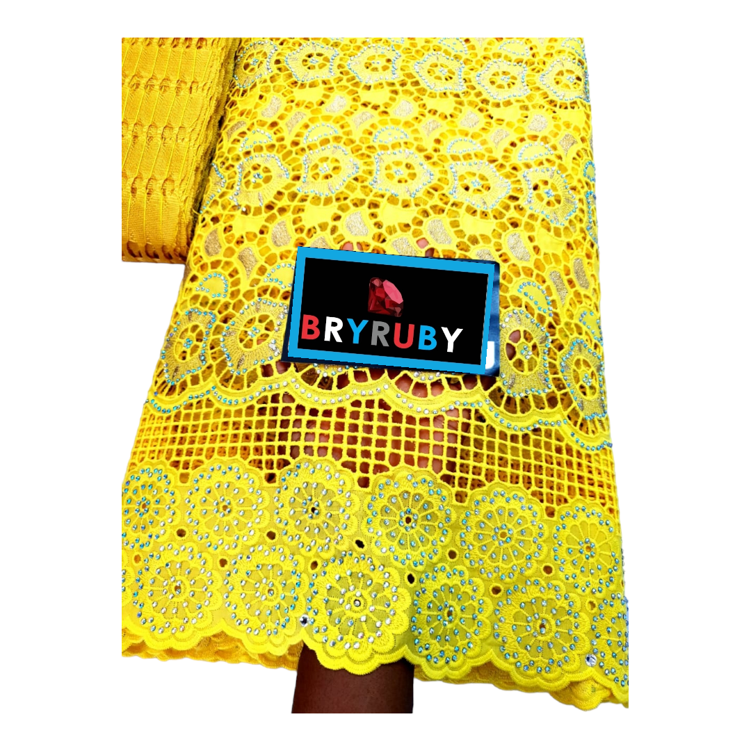 Andrea Swiss Cotton Lace - Yellow & Gold - SCL02C