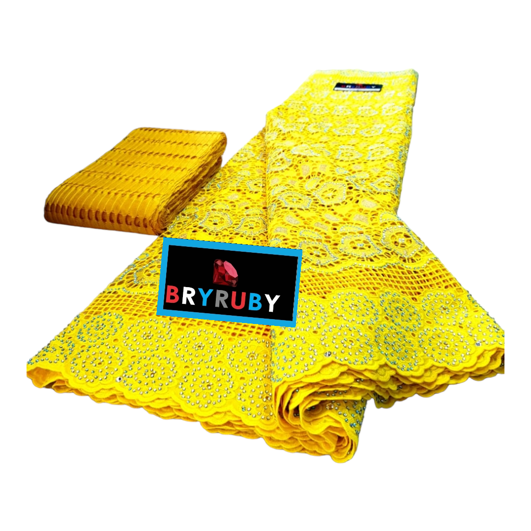 Andrea Swiss Cotton Lace - Yellow & Gold - SCL02C