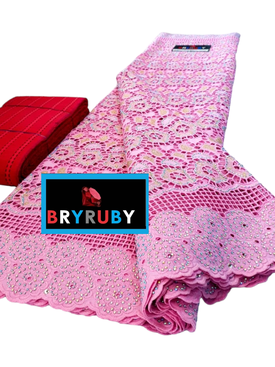Andrea Swiss Cotton Lace - Pink & Gold - SCL02D