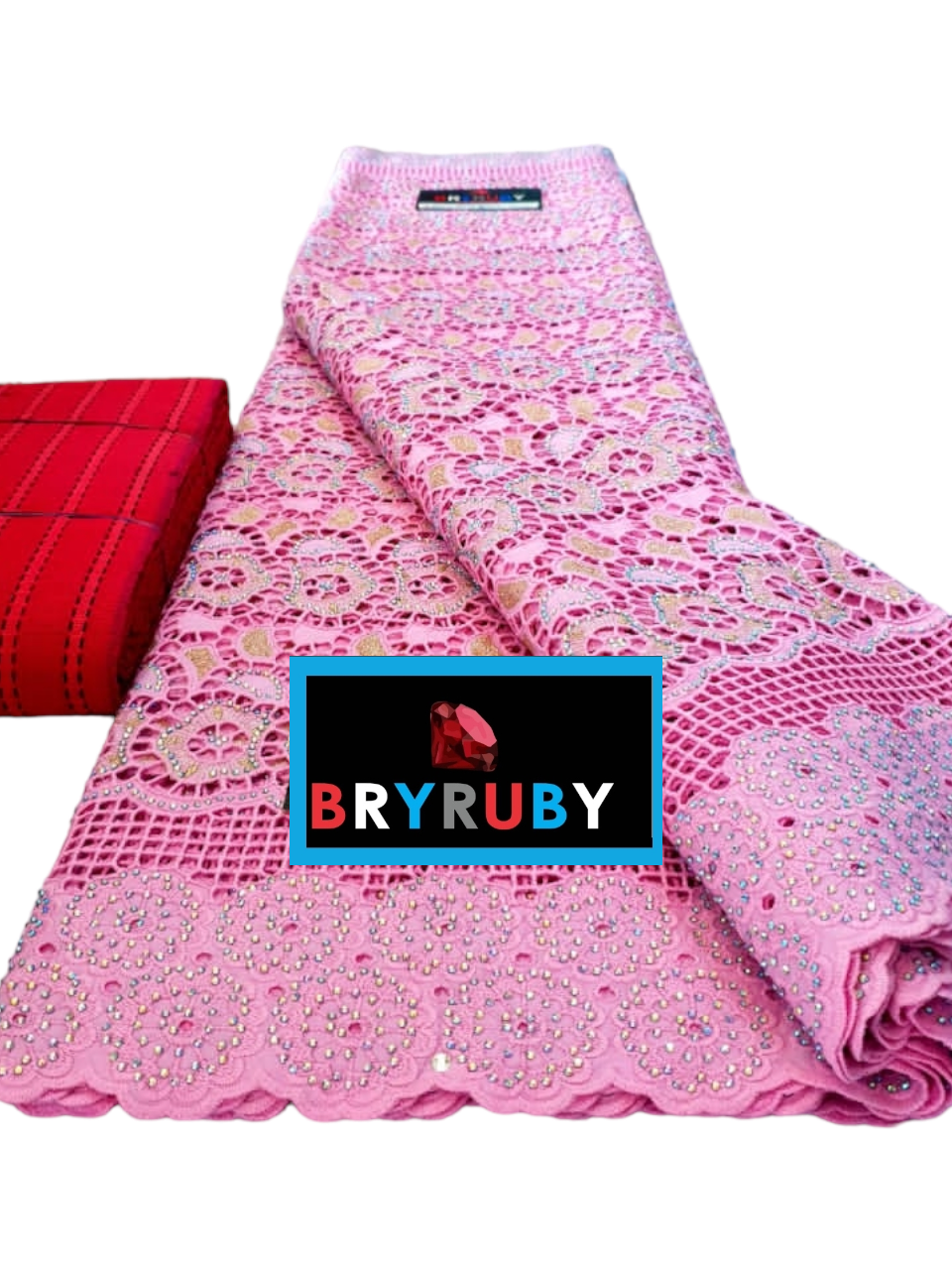 Andrea Swiss Cotton Lace - Pink & Gold - SCL02D