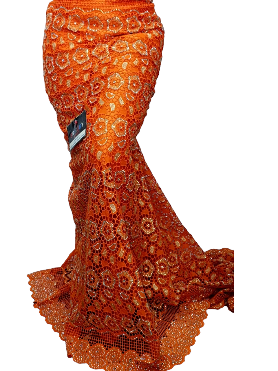 Andrea Swiss Cotton Lace - Orange & Gold - SCL02G