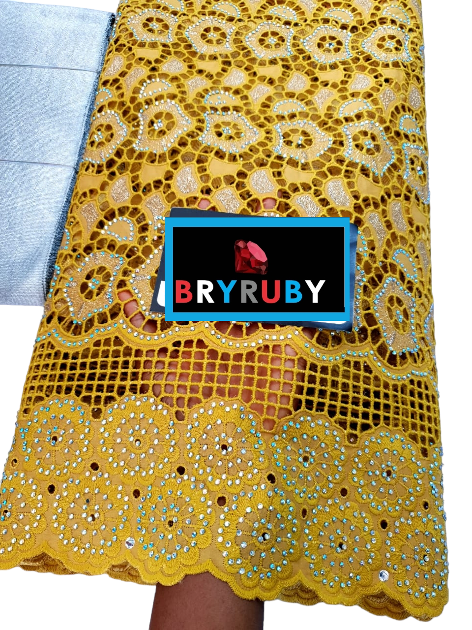 Andrea Swiss Cotton Lace - Mustard & Gold - SCL02F