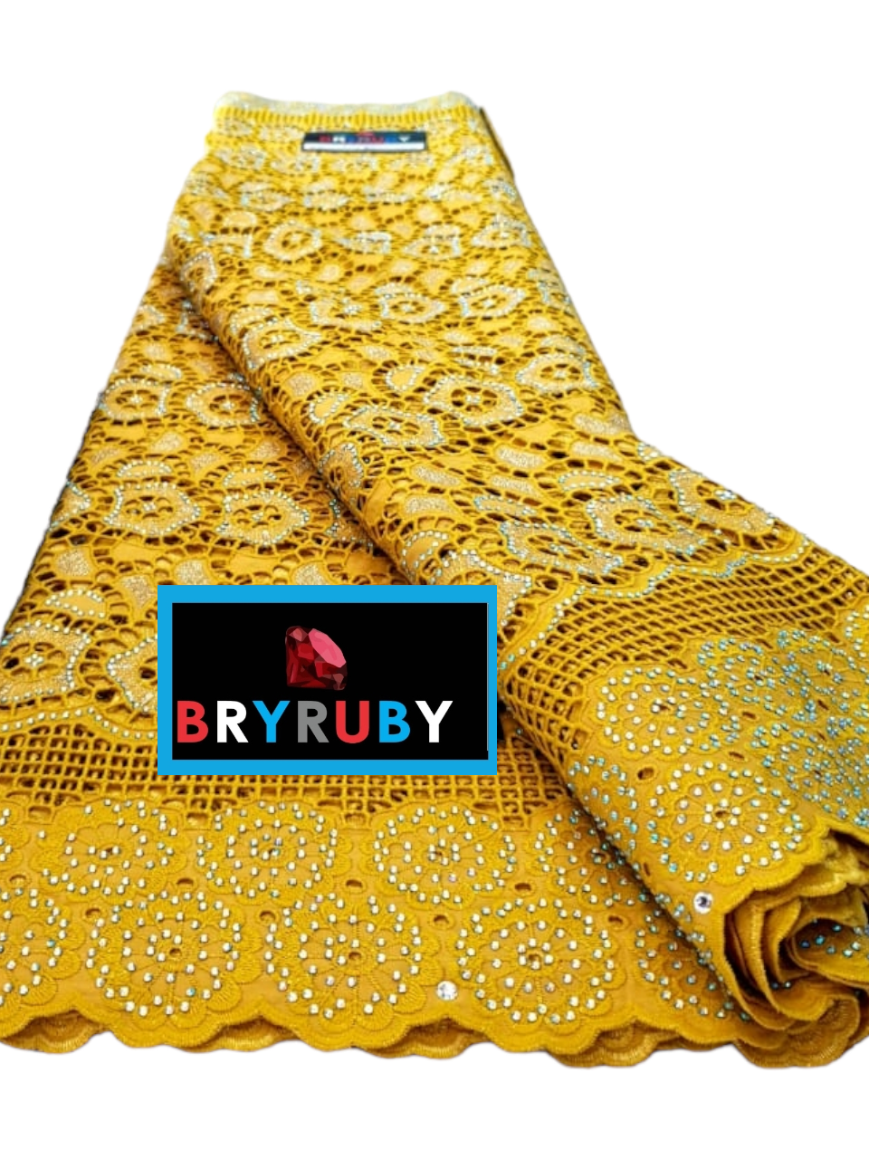 Andrea Swiss Cotton Lace - Mustard & Gold - SCL02F