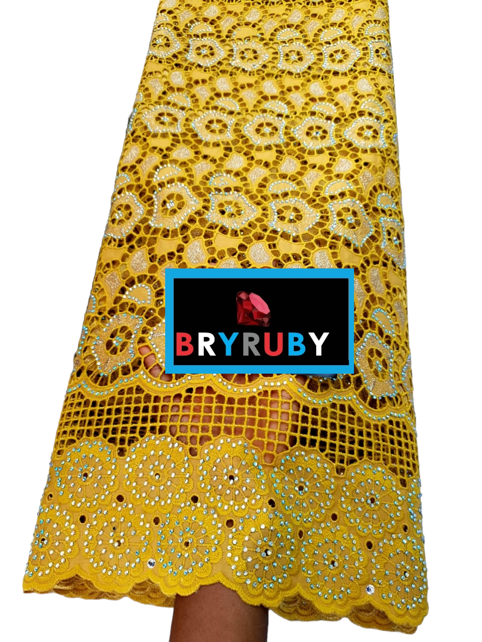 Andrea Swiss Cotton Lace - Mustard & Gold - SCL02F