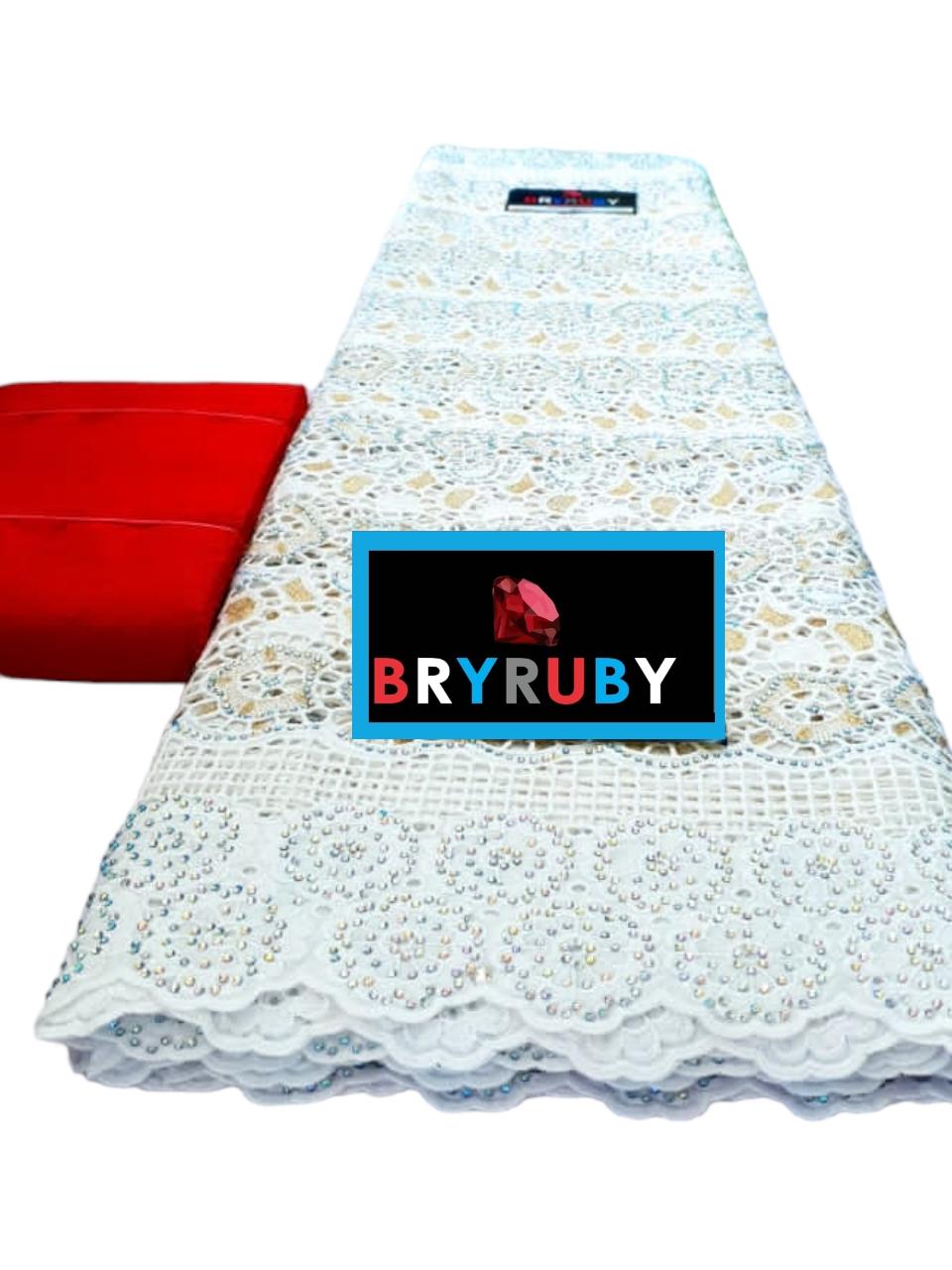 Andrea Swiss Cotton Lace - White & Gold - SCL02B