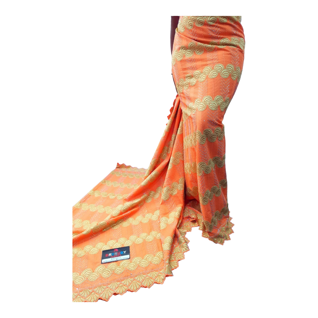JASMINE SWISS COTTON LACE -STONED PEACH & GOLD - SCL04E