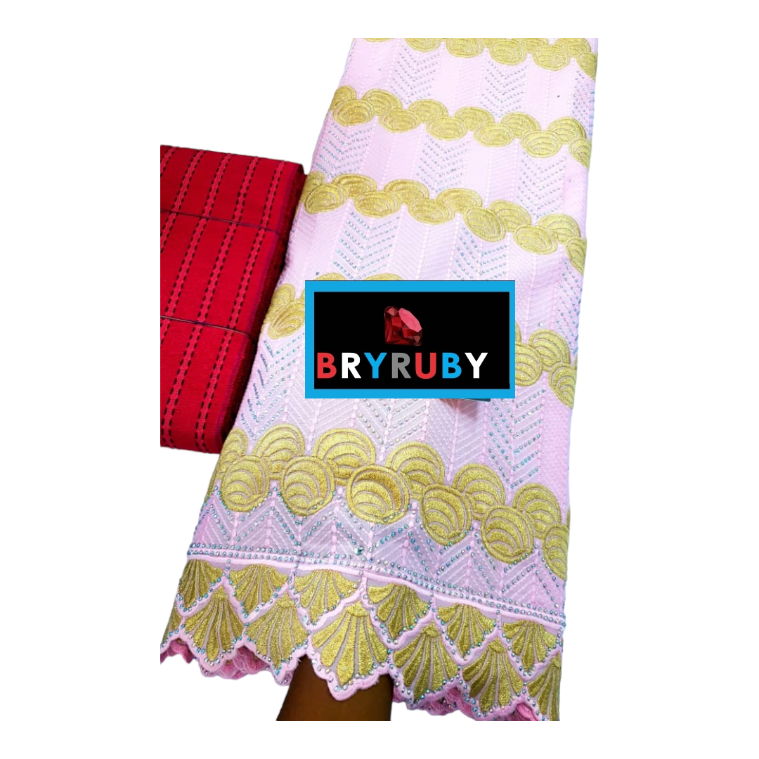 JASMINE SWISS COTTON LACE -STONED PINK & GOLD - SCL04C