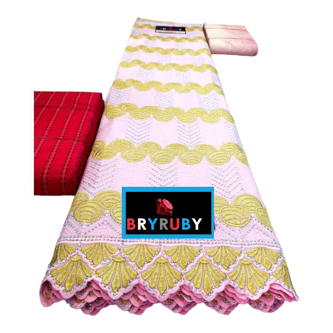 JASMINE SWISS COTTON LACE -STONED PINK & GOLD - SCL04C