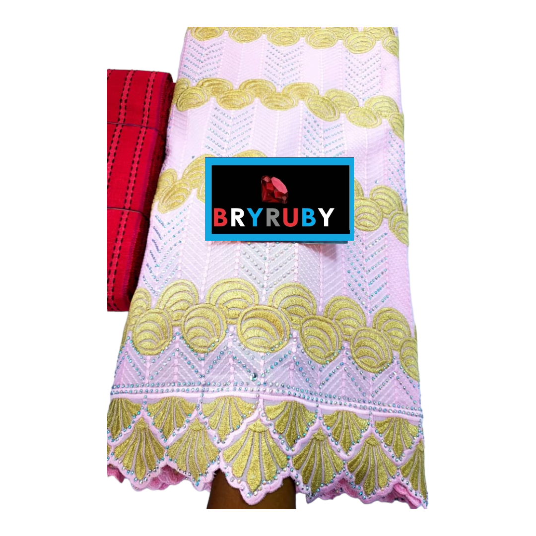 JASMINE SWISS COTTON LACE -STONED PINK & GOLD - SCL04C