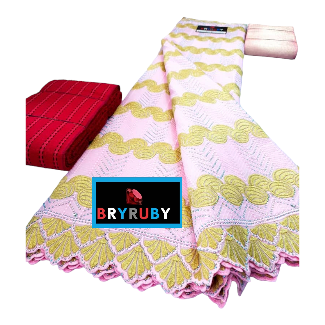 JASMINE SWISS COTTON LACE -STONED PINK & GOLD - SCL04C