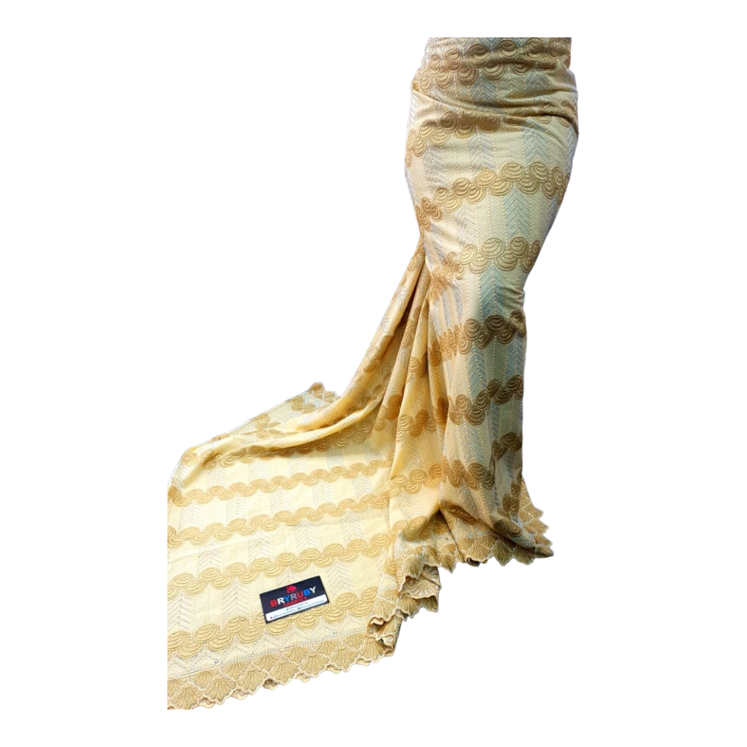JASMINE SWISS COTTON LACE -STONED CREAM & GOLD - SCL04B