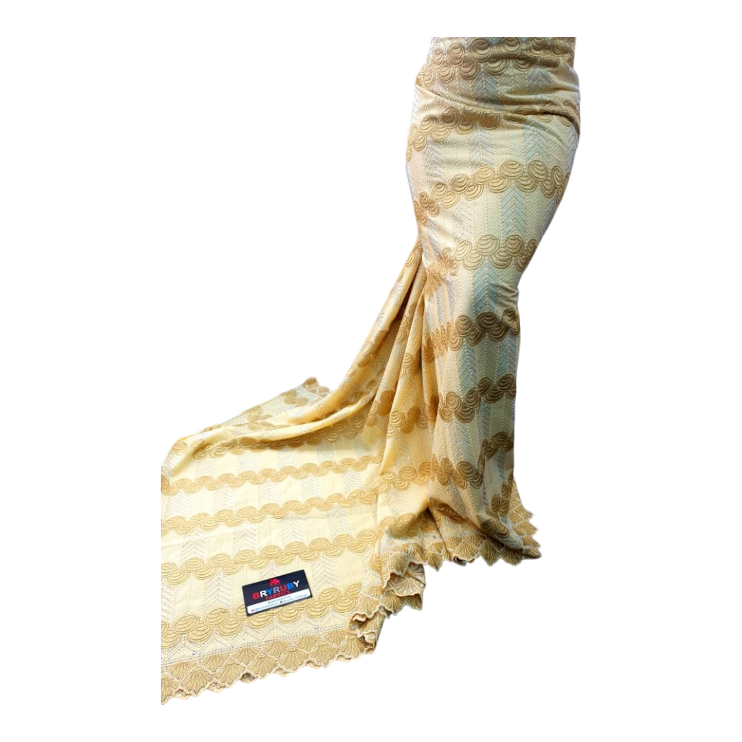 JASMINE SWISS COTTON LACE -STONED CREAM & GOLD - SCL04B