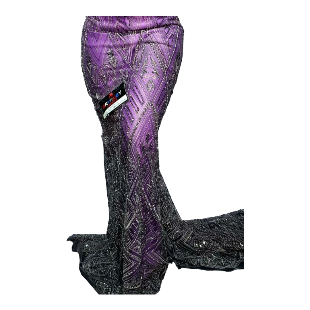 Beauty Lilac Mix Beaded Tulle Lace BTL18A