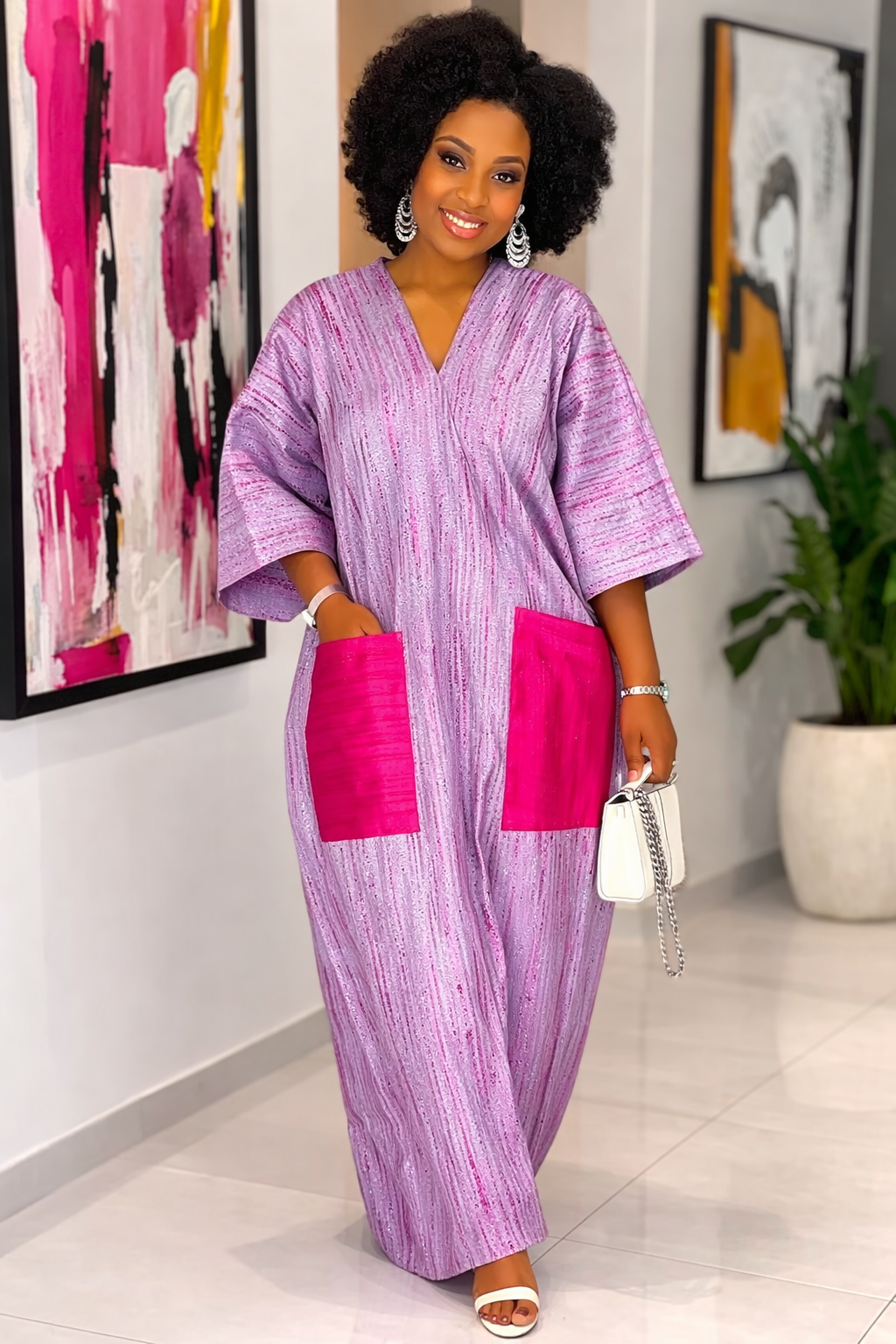 Oluyemisi Lilac (Pink Bow) Brocade Boubou