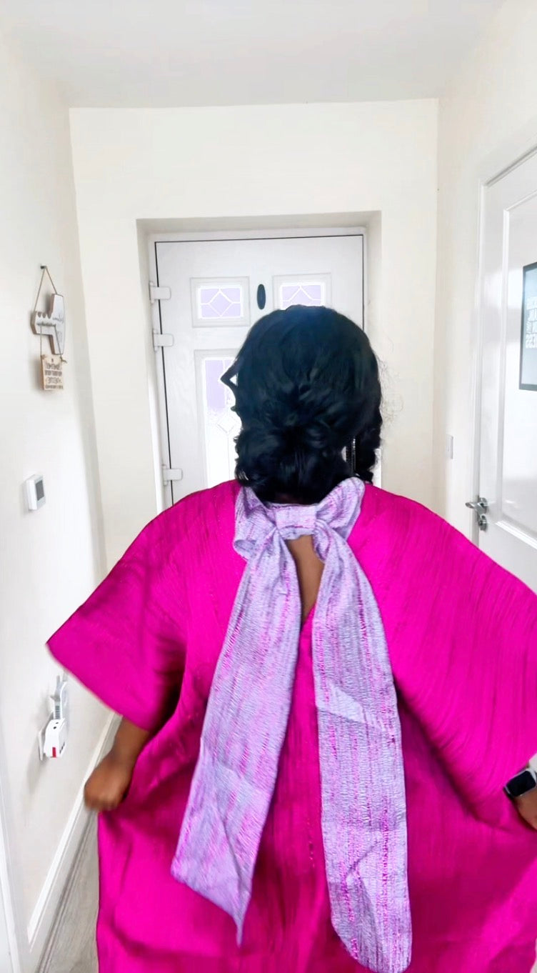 Oluyemisi Fuschia (Lilac Bow) Brocade Boubou