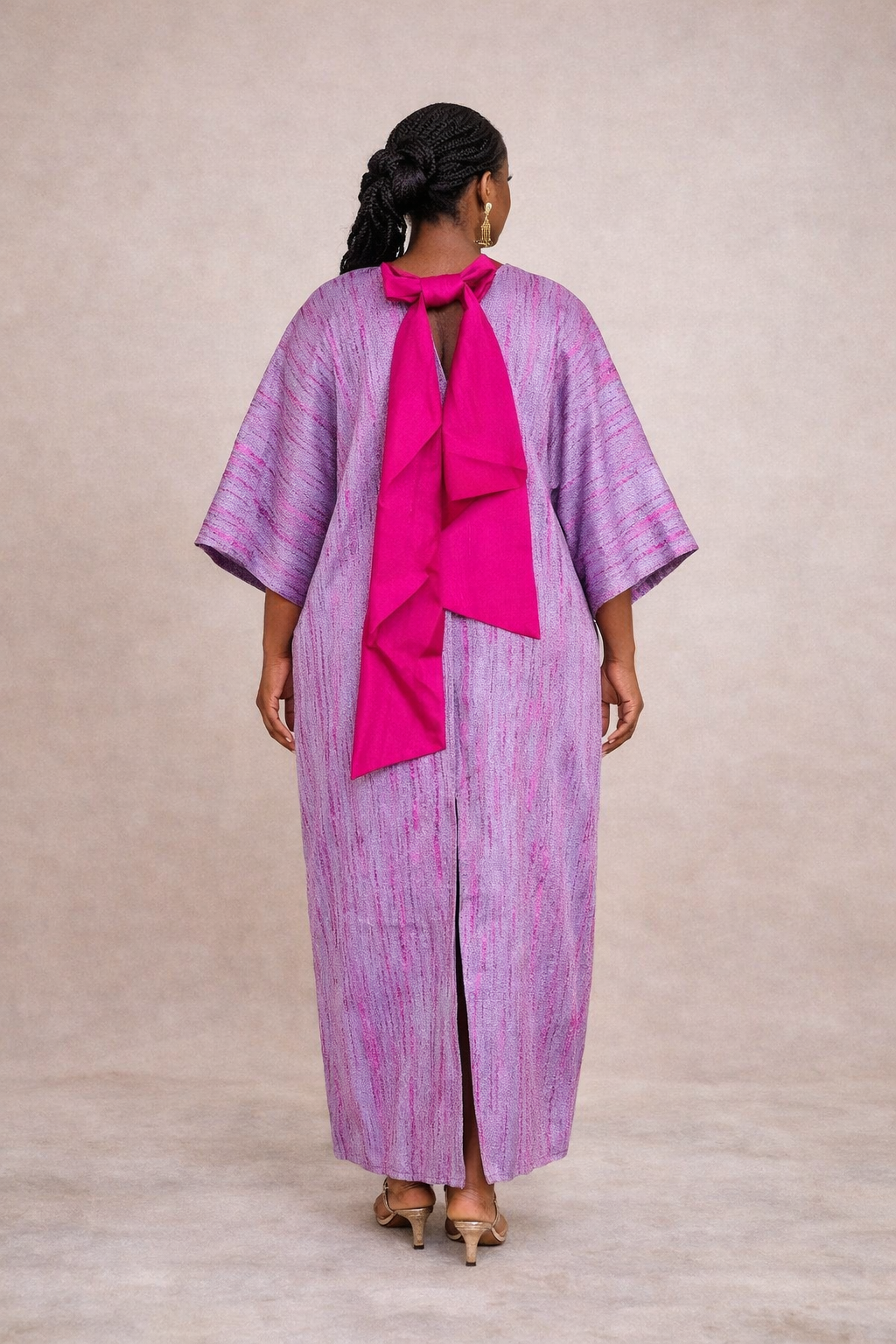 Oluyemisi Fuschia (Lilac Bow) Brocade Boubou