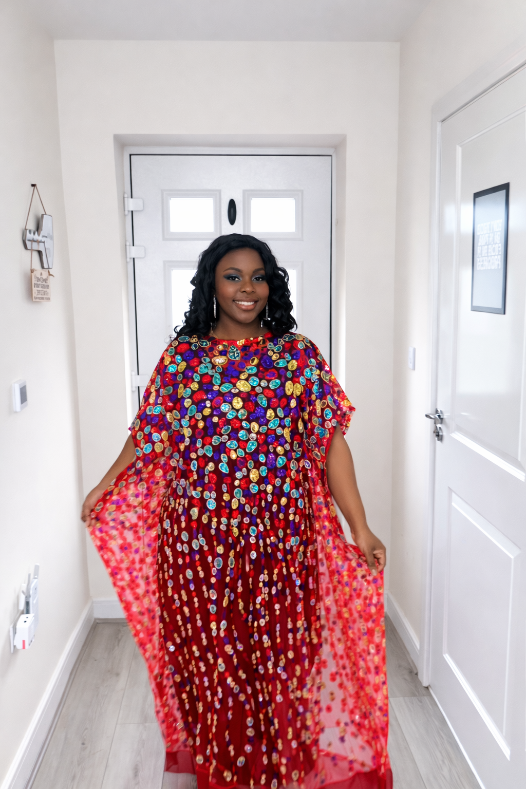 Iremide Red Boubou Lace (Free inner)