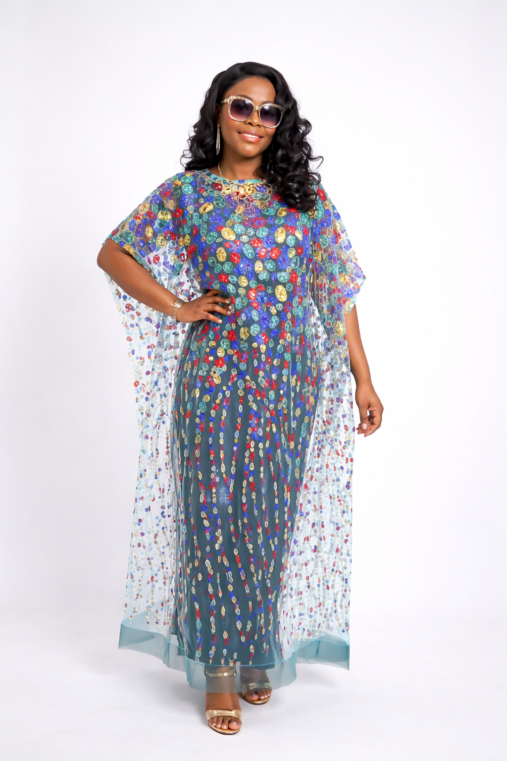 Iremide Turquoise Boubou Lace (Free inner)