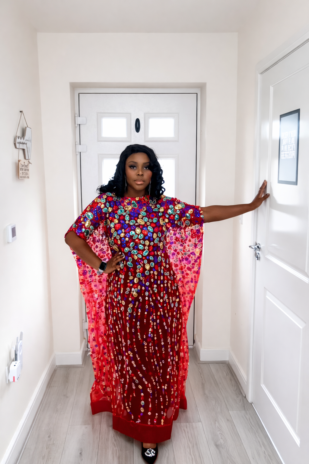 Iremide Red Boubou Lace (Free inner)