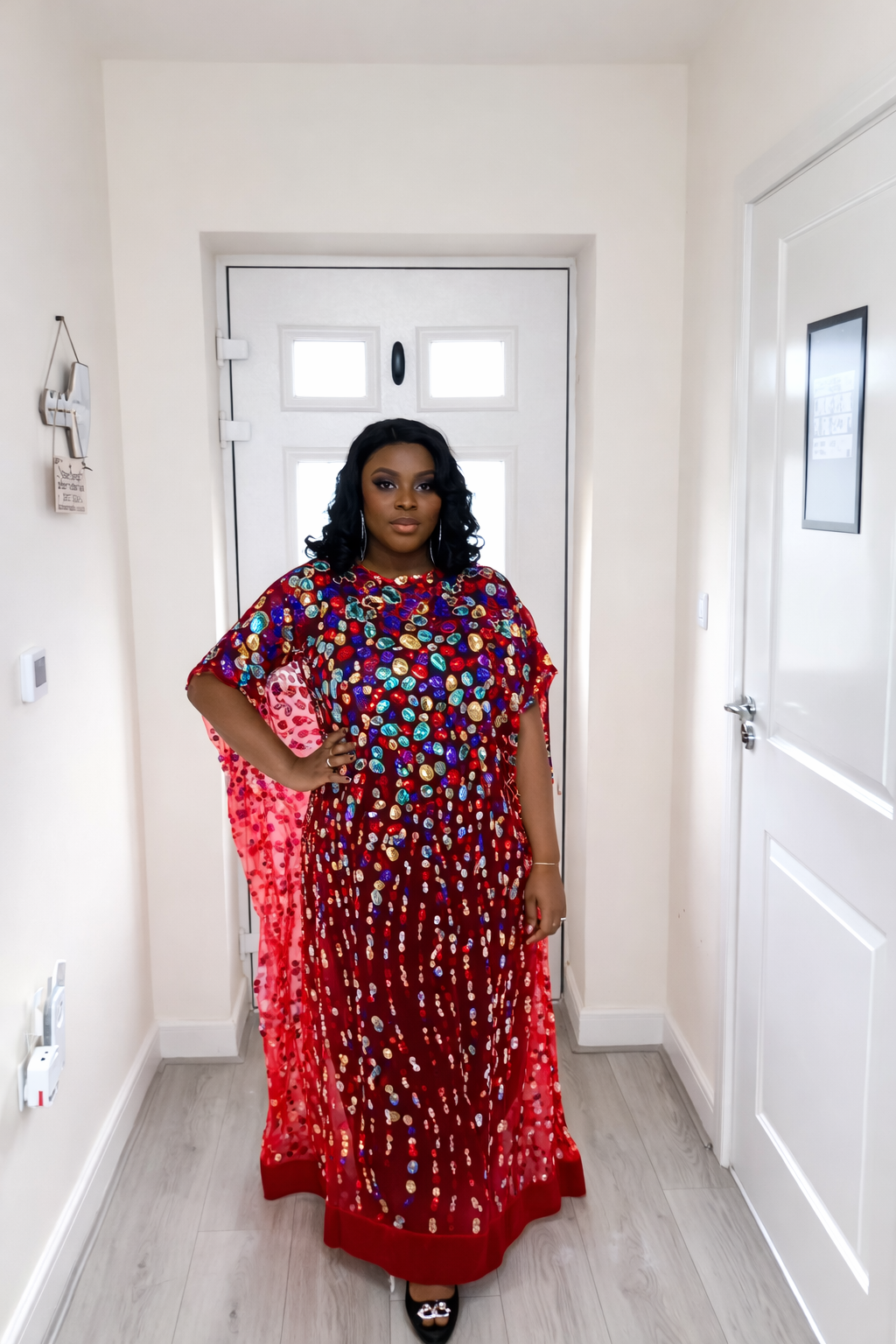 Iremide Red Boubou Lace (Free inner)