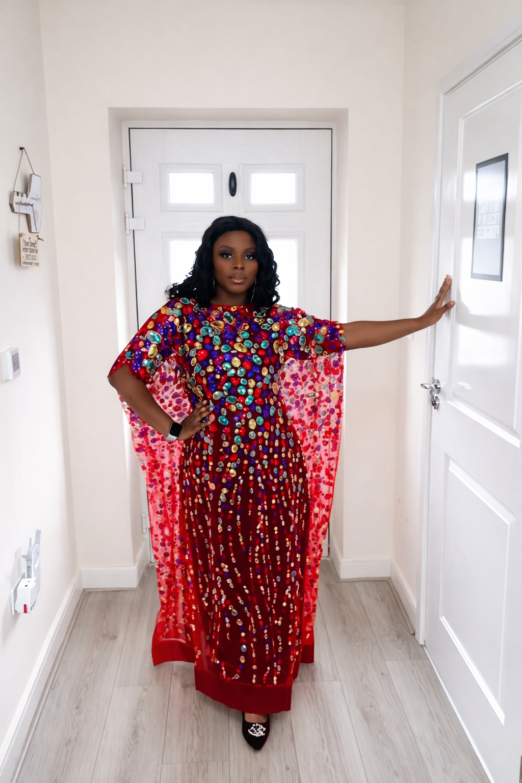 Iremide Red Boubou Lace (Free inner)