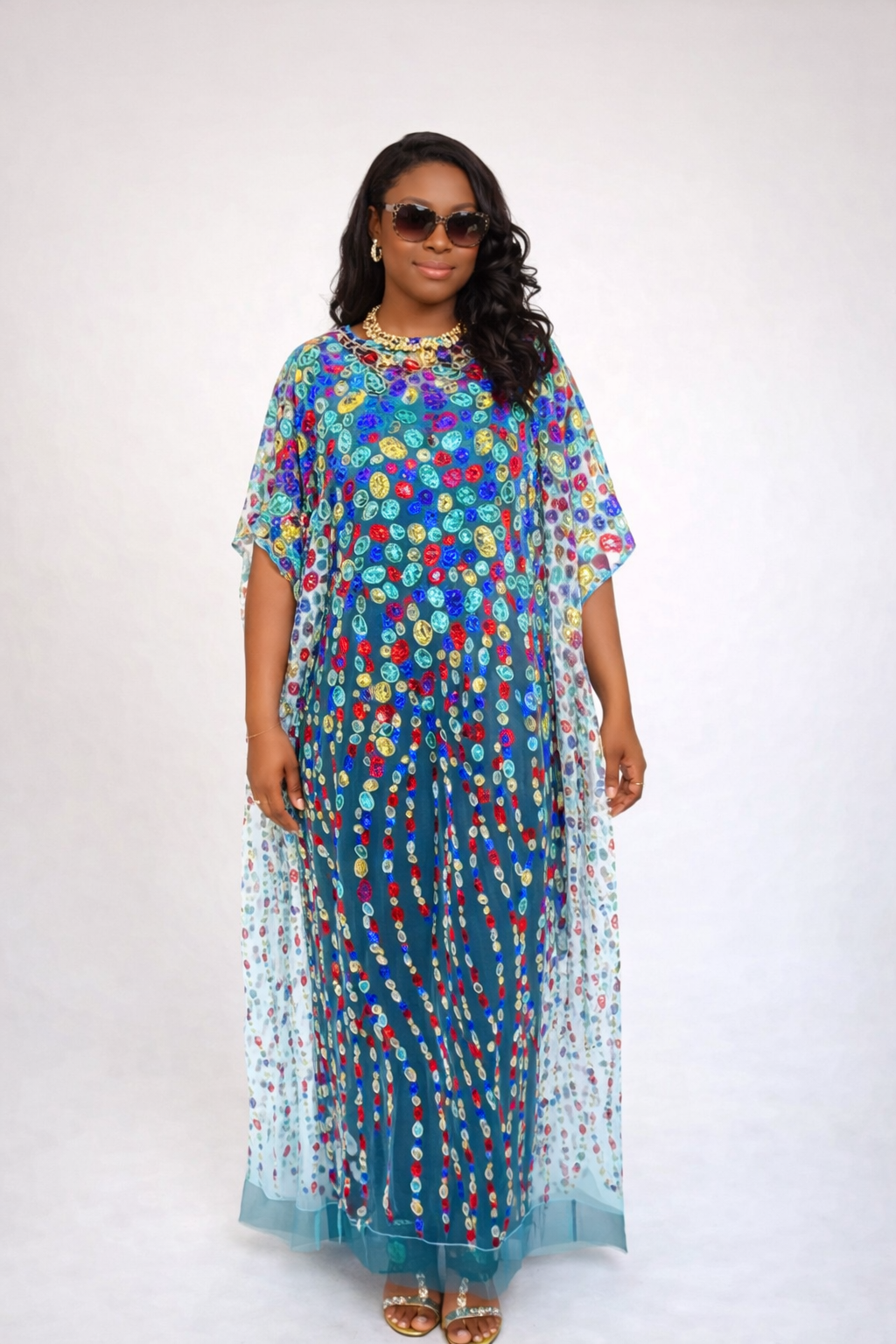 Iremide Turquoise Boubou Lace (Free inner)