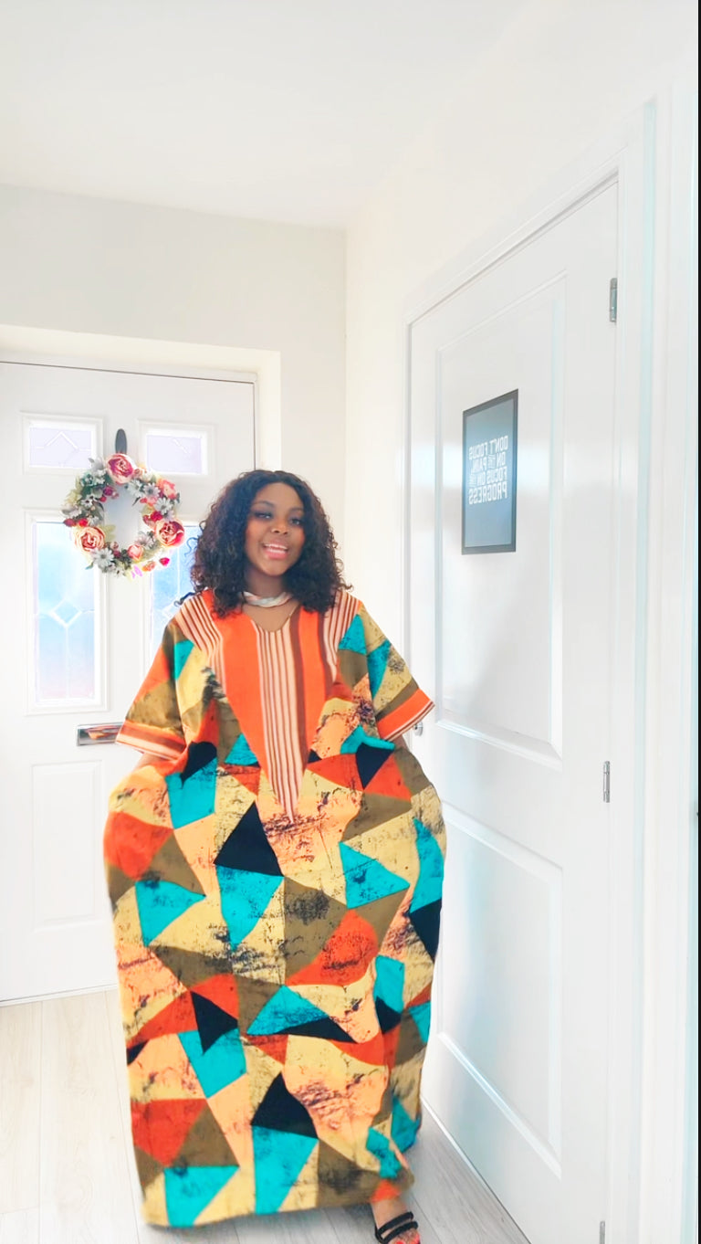 Arike Asooke V-Neck Reversible Ankara Boubou