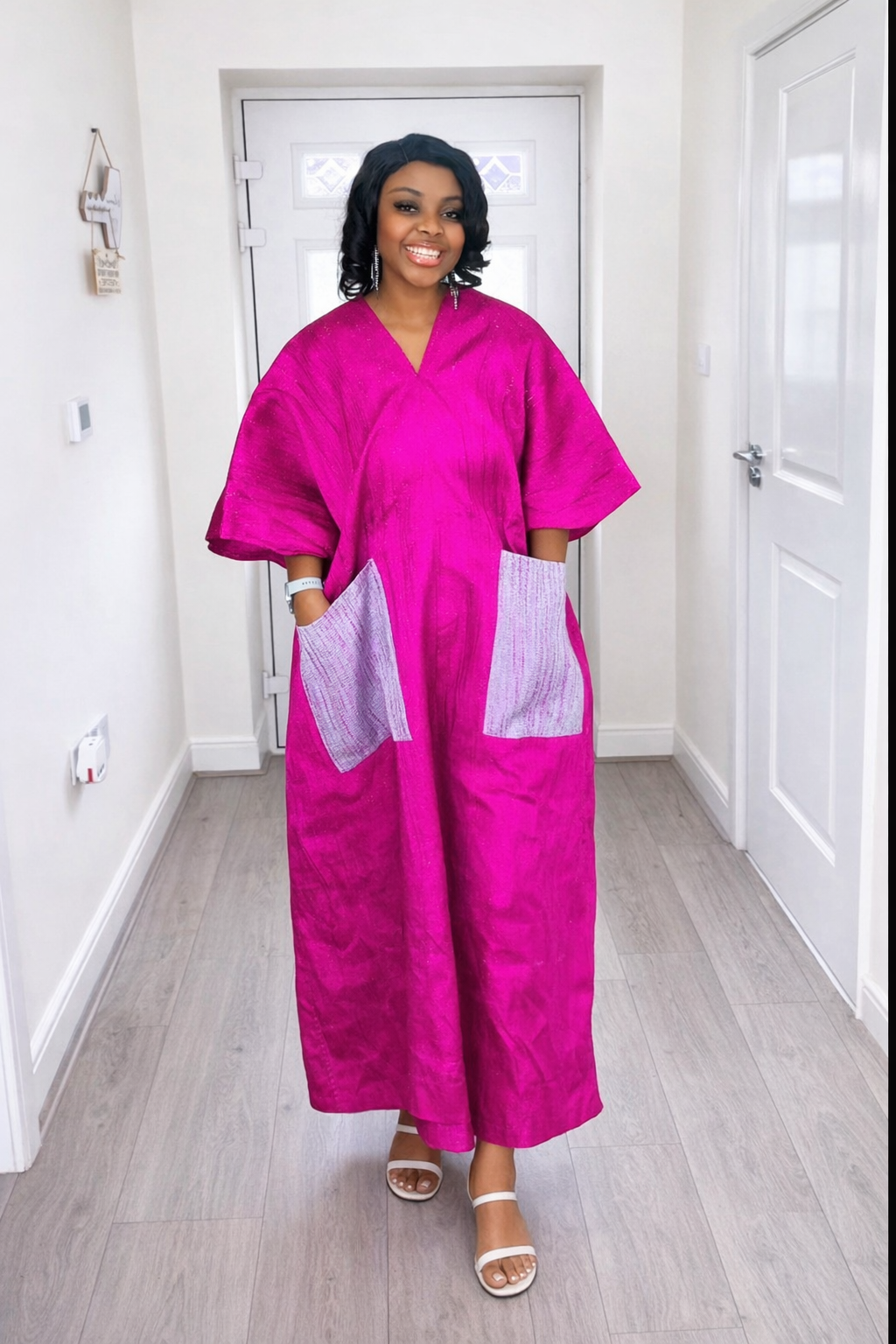 Oluyemisi Fuschia (Lilac Bow) Brocade Boubou
