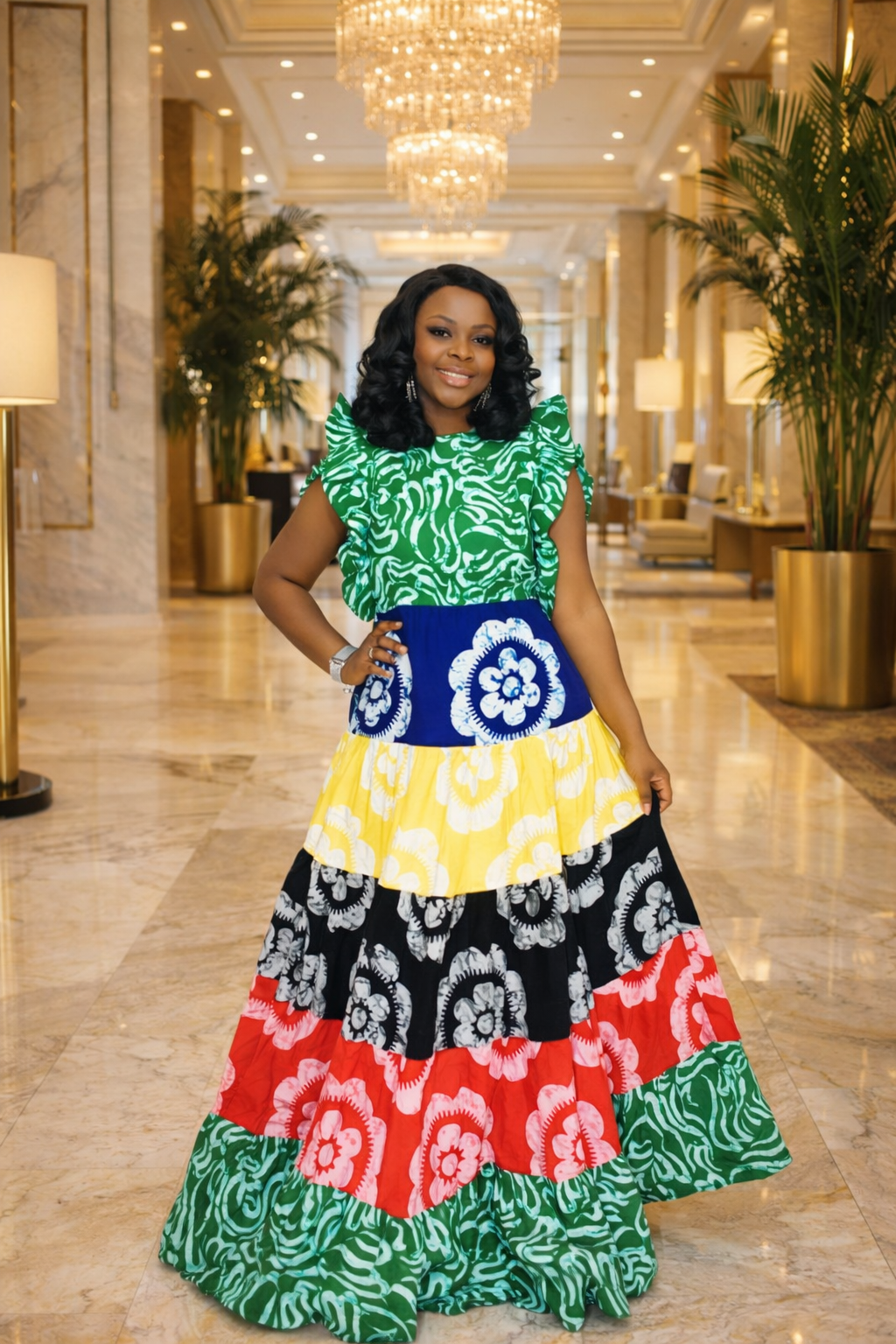 OMOTOKE GREEN ANKARA MAXI DRESS