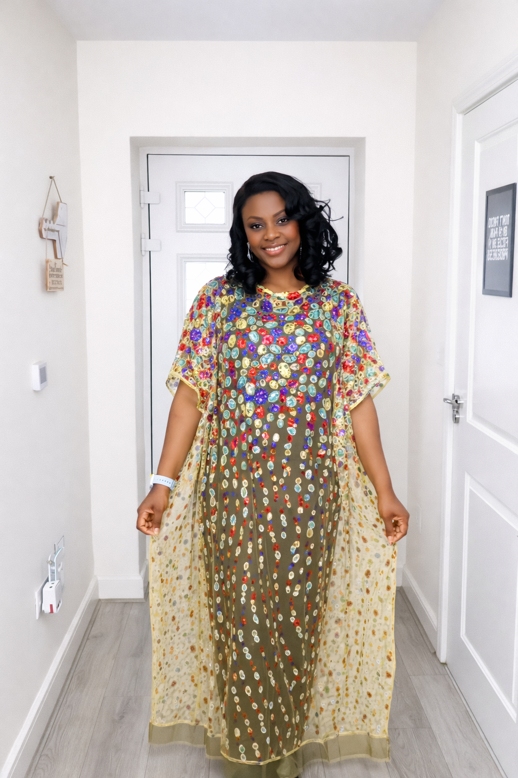 Iremide Yellow Boubou Lace (Free inner)