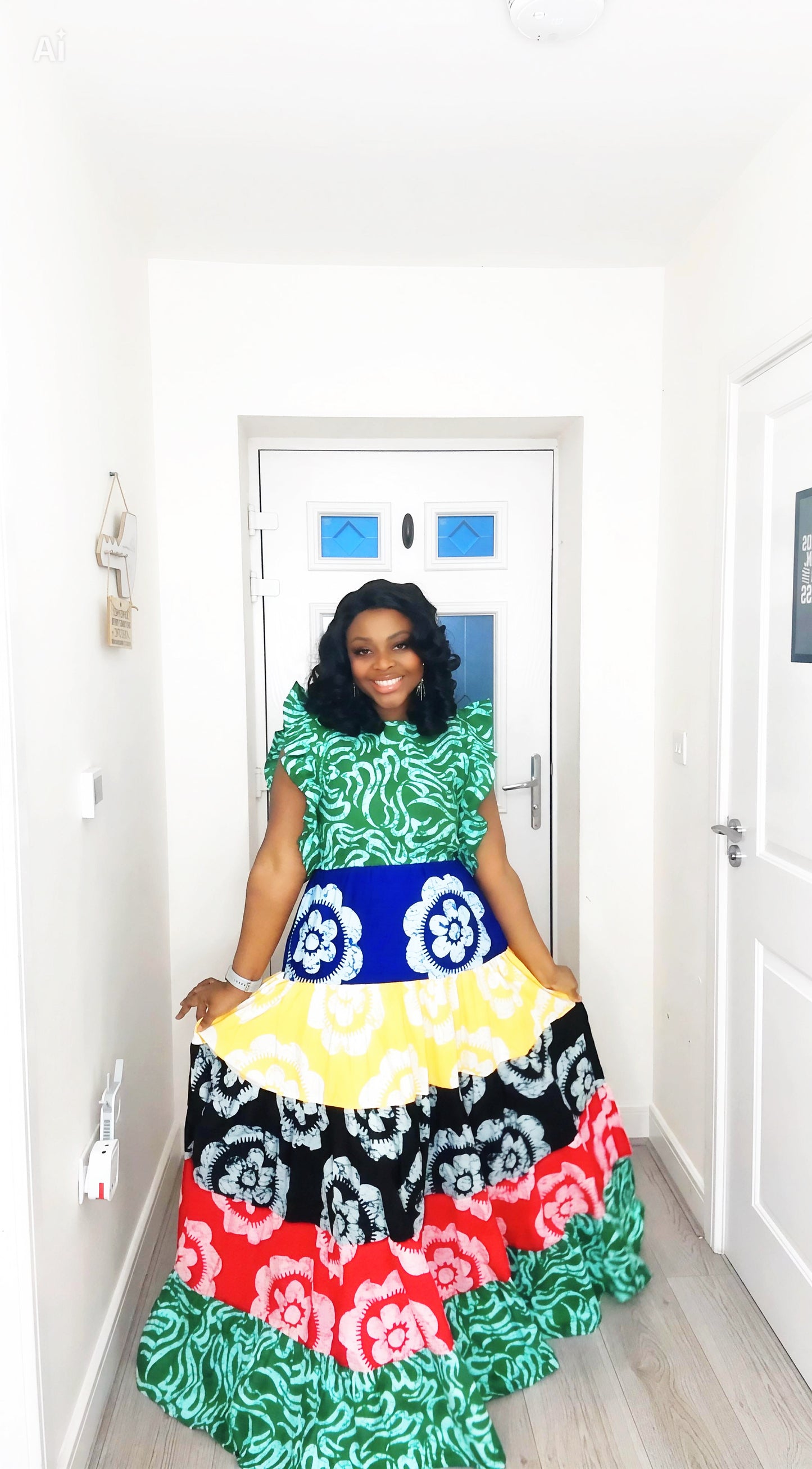 OMOTOKE GREEN ANKARA MAXI DRESS