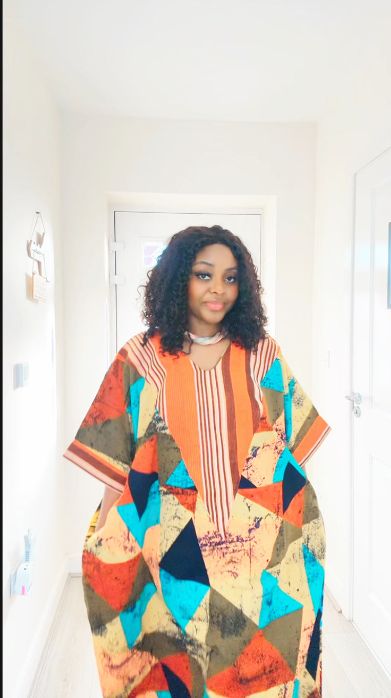 Arike Asooke V-Neck Reversible Ankara Boubou