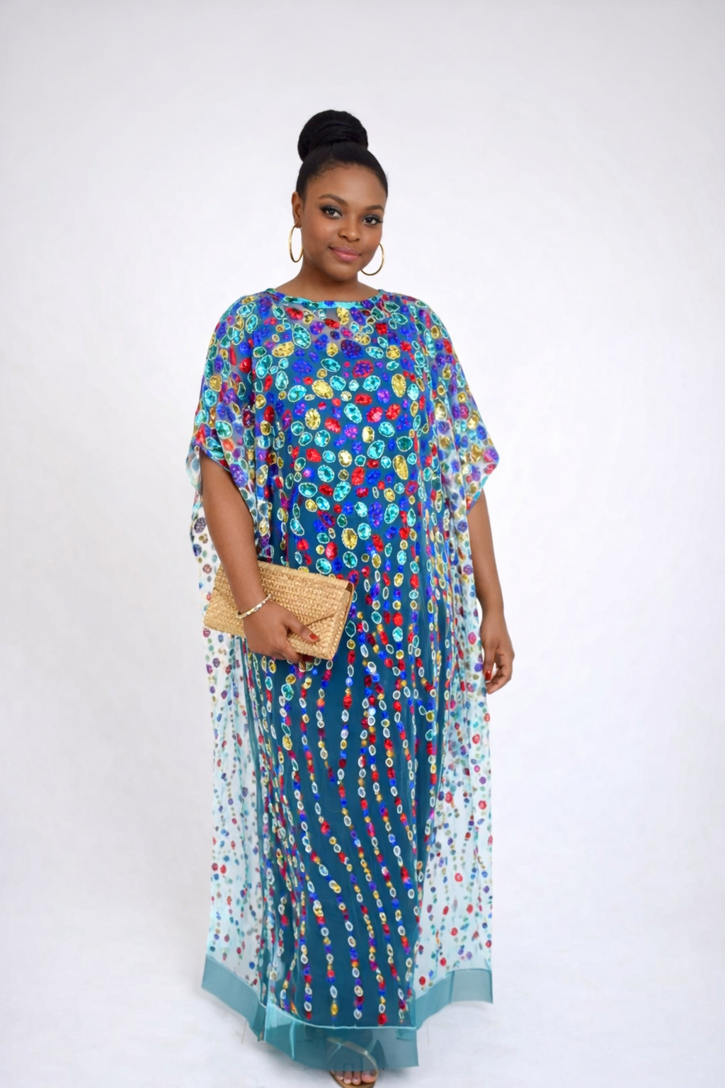 Iremide Turquoise Boubou Lace (Free inner)