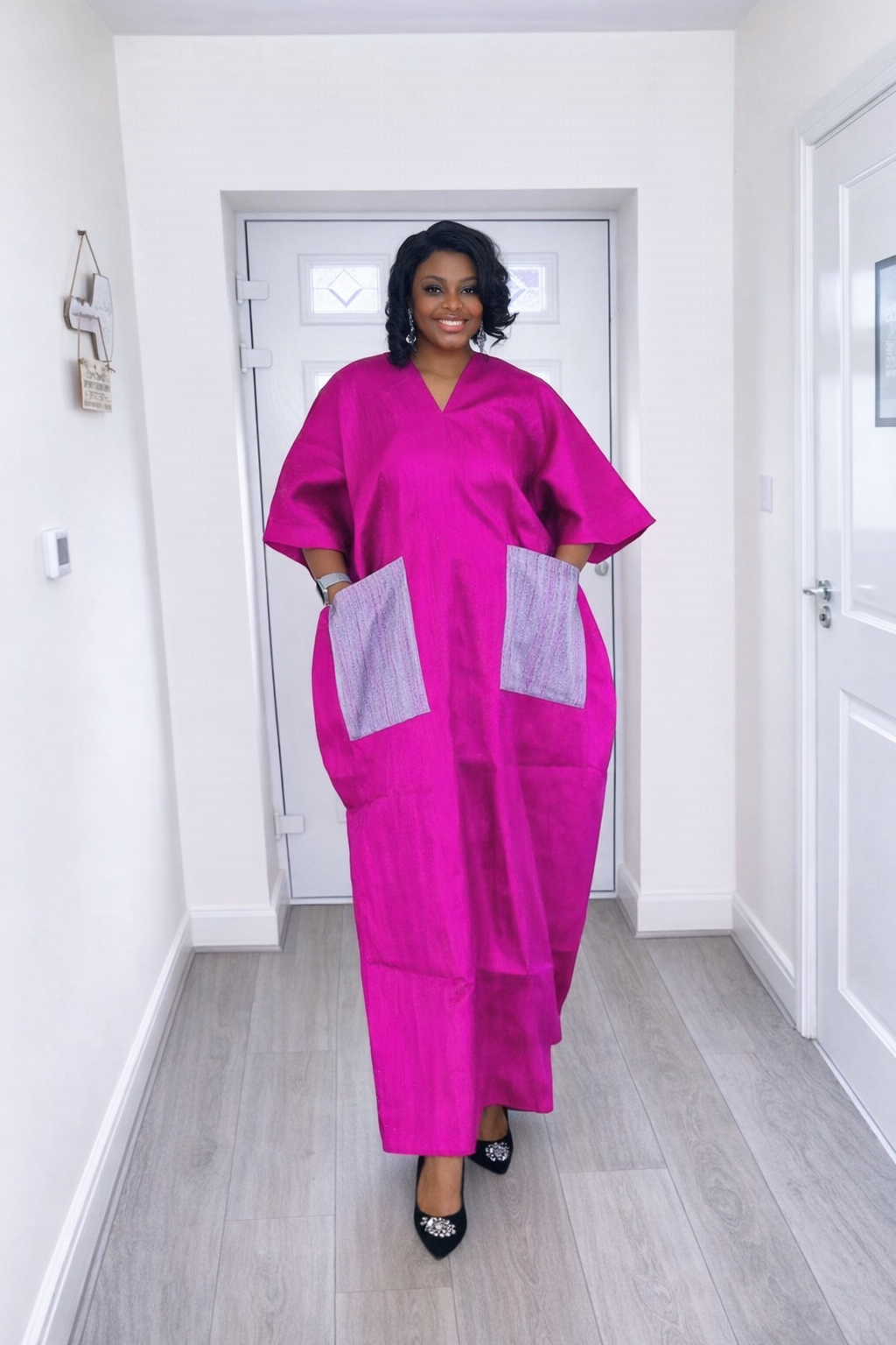 Oluyemisi Fuschia (Lilac Bow) Brocade Boubou
