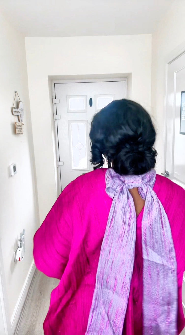 Oluyemisi Fuschia (Lilac Bow) Brocade Boubou