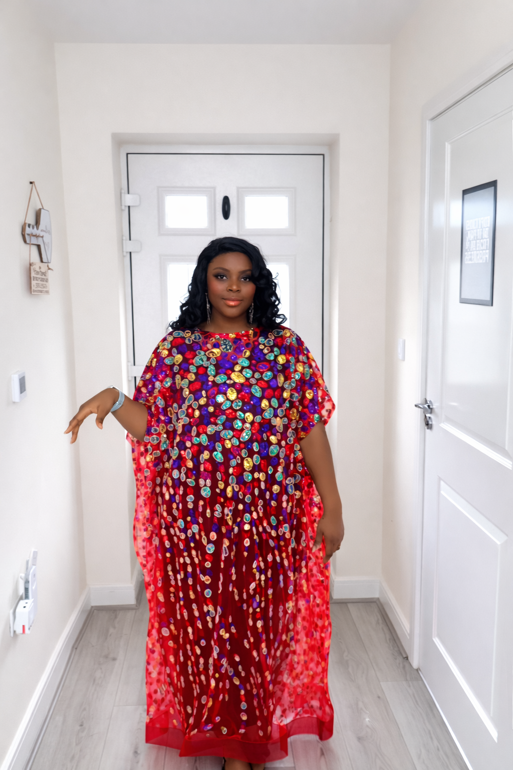 Iremide Red Boubou Lace (Free inner)
