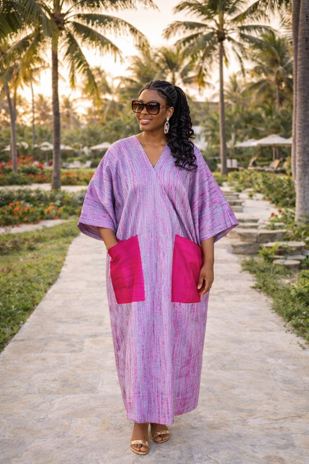 Oluyemisi Lilac (Pink Bow) Brocade Boubou