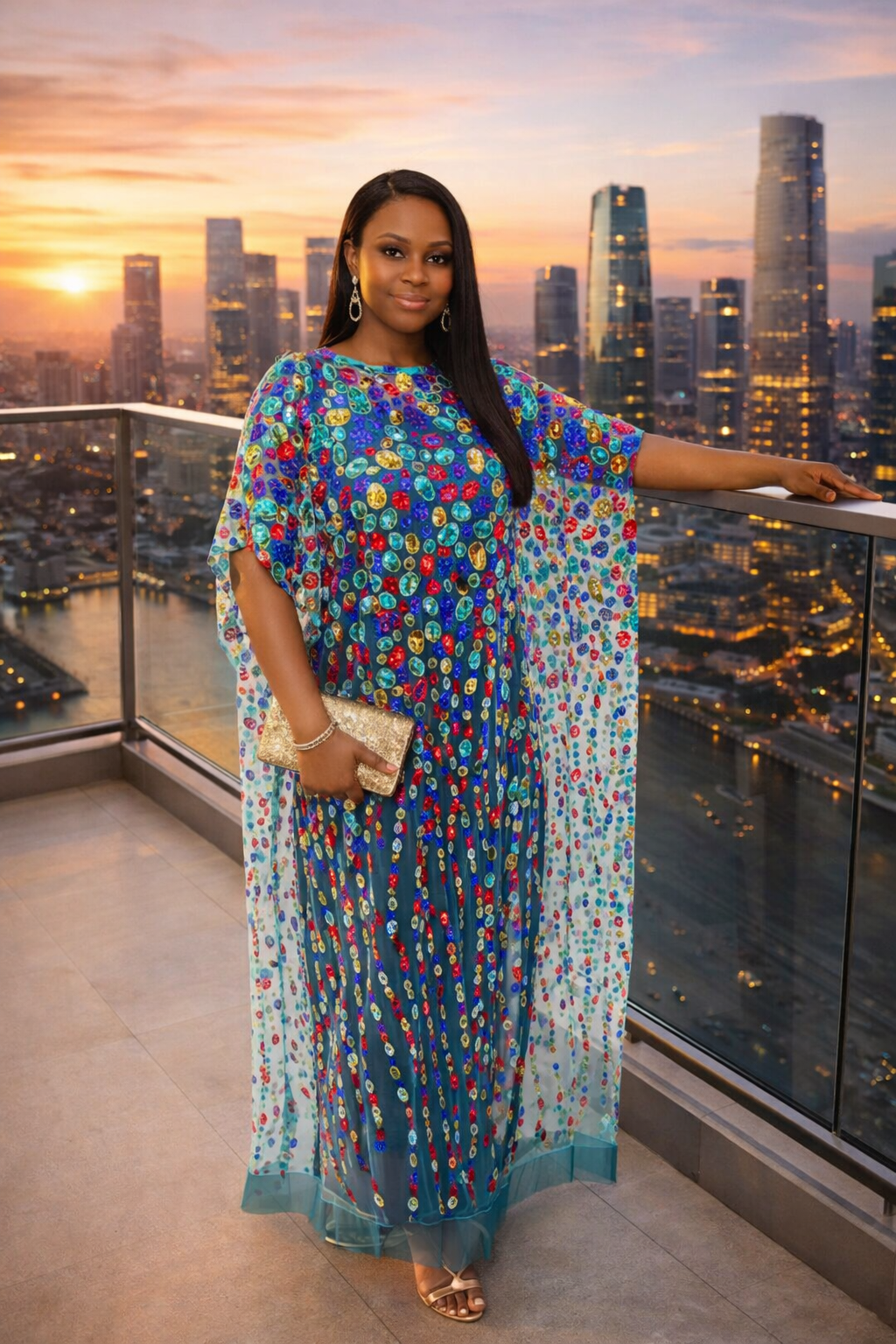 Iremide Turquoise Boubou Lace (Free inner)