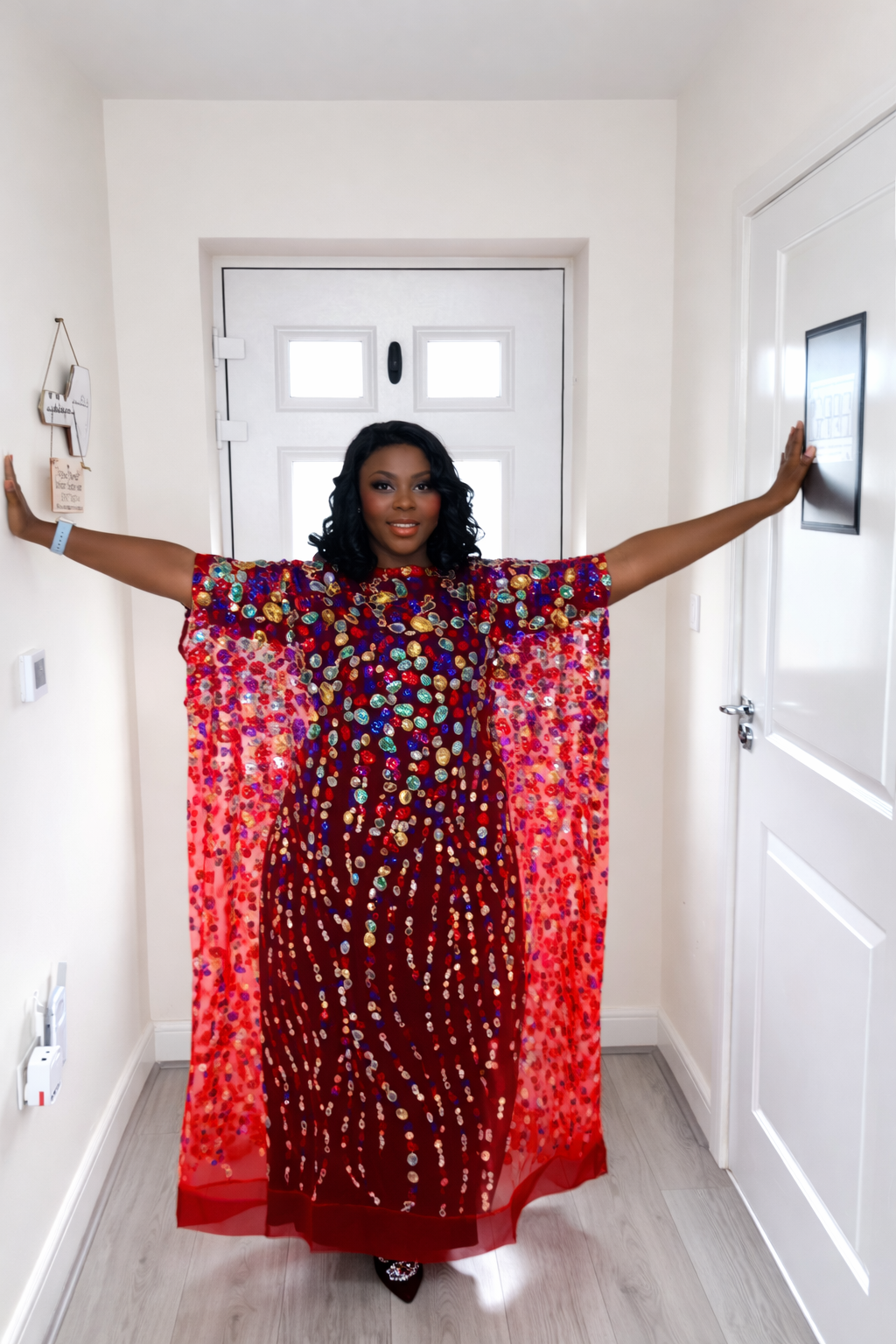 Iremide Red Boubou Lace (Free inner)