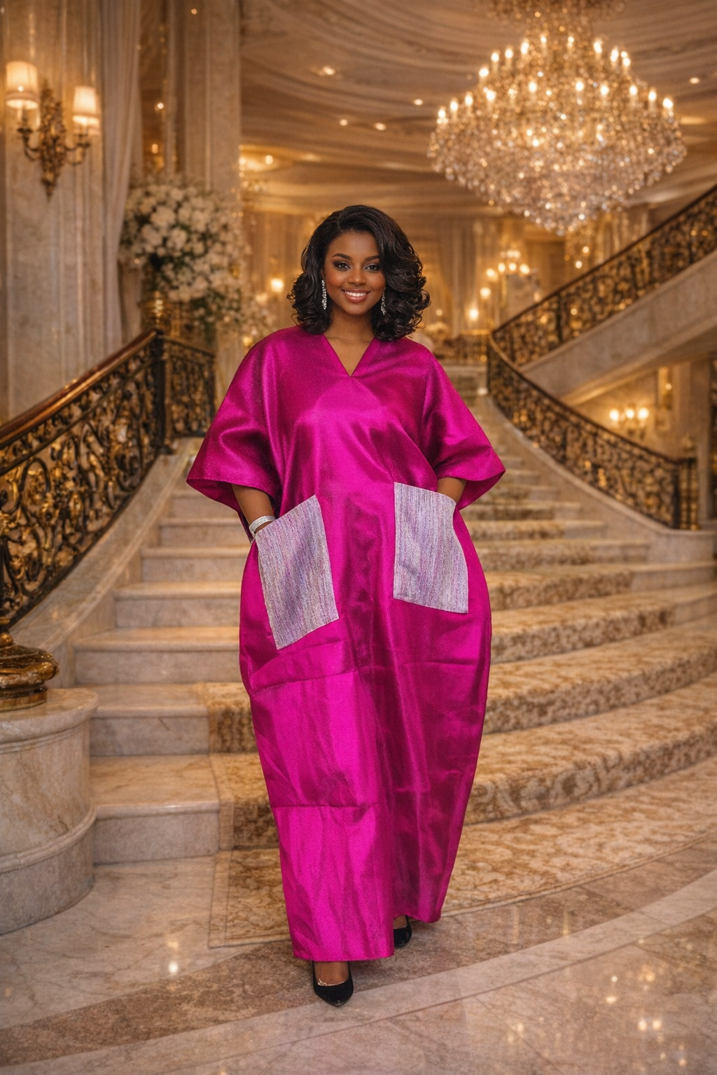 Oluyemisi Fuschia (Lilac Bow) Brocade Boubou