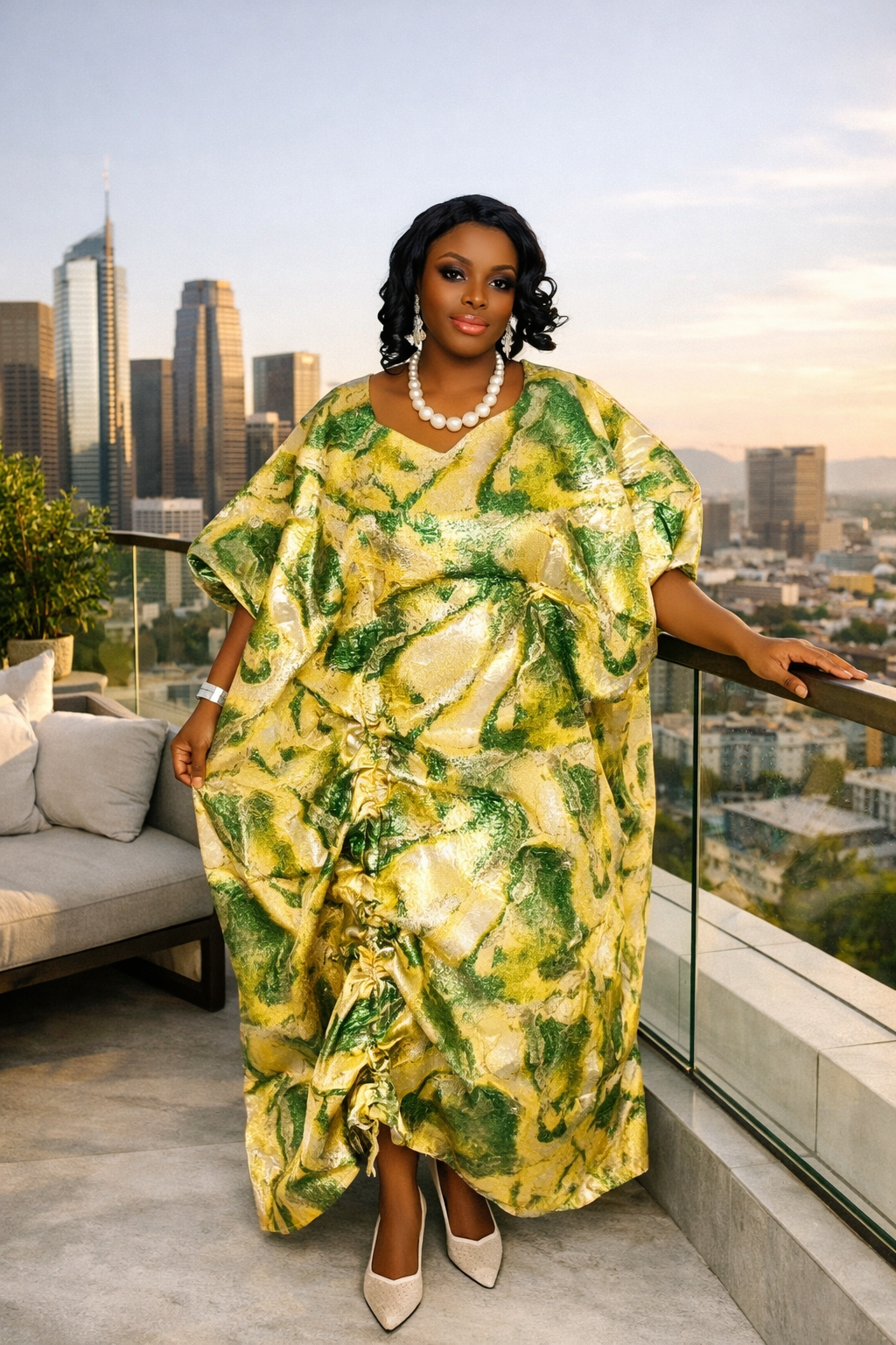 Temitope Yellow Brocade Boubou