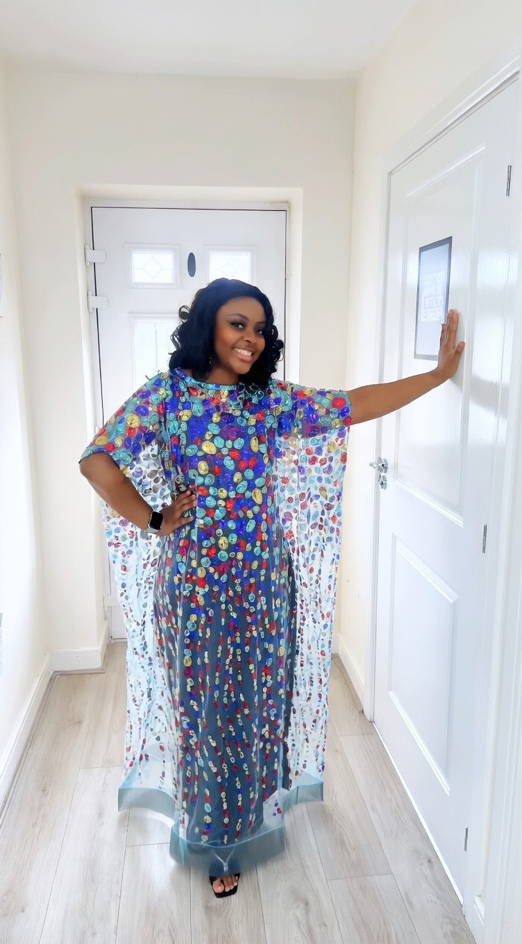 Iremide Turquoise Boubou Lace (Free inner)