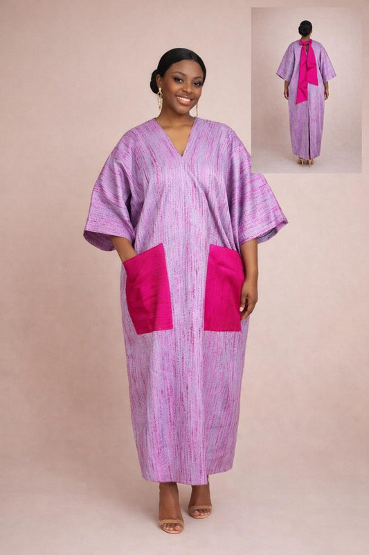 Oluyemisi Lilac (Pink Bow) Brocade Boubou