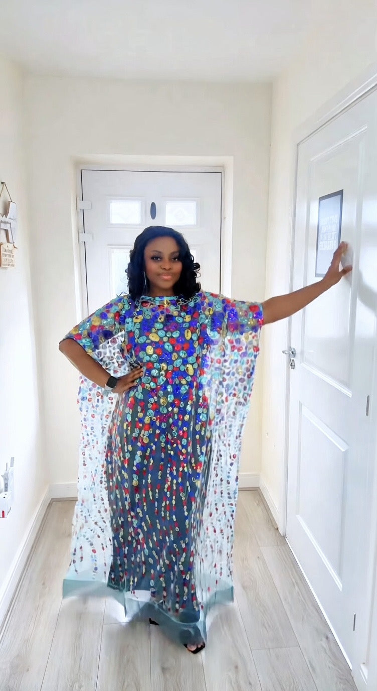 Iremide Turquoise Boubou Lace (Free inner)