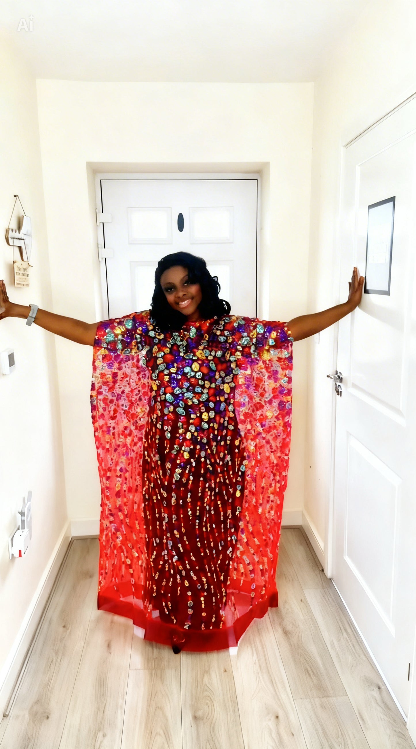 Iremide Red Boubou Lace (Free inner)