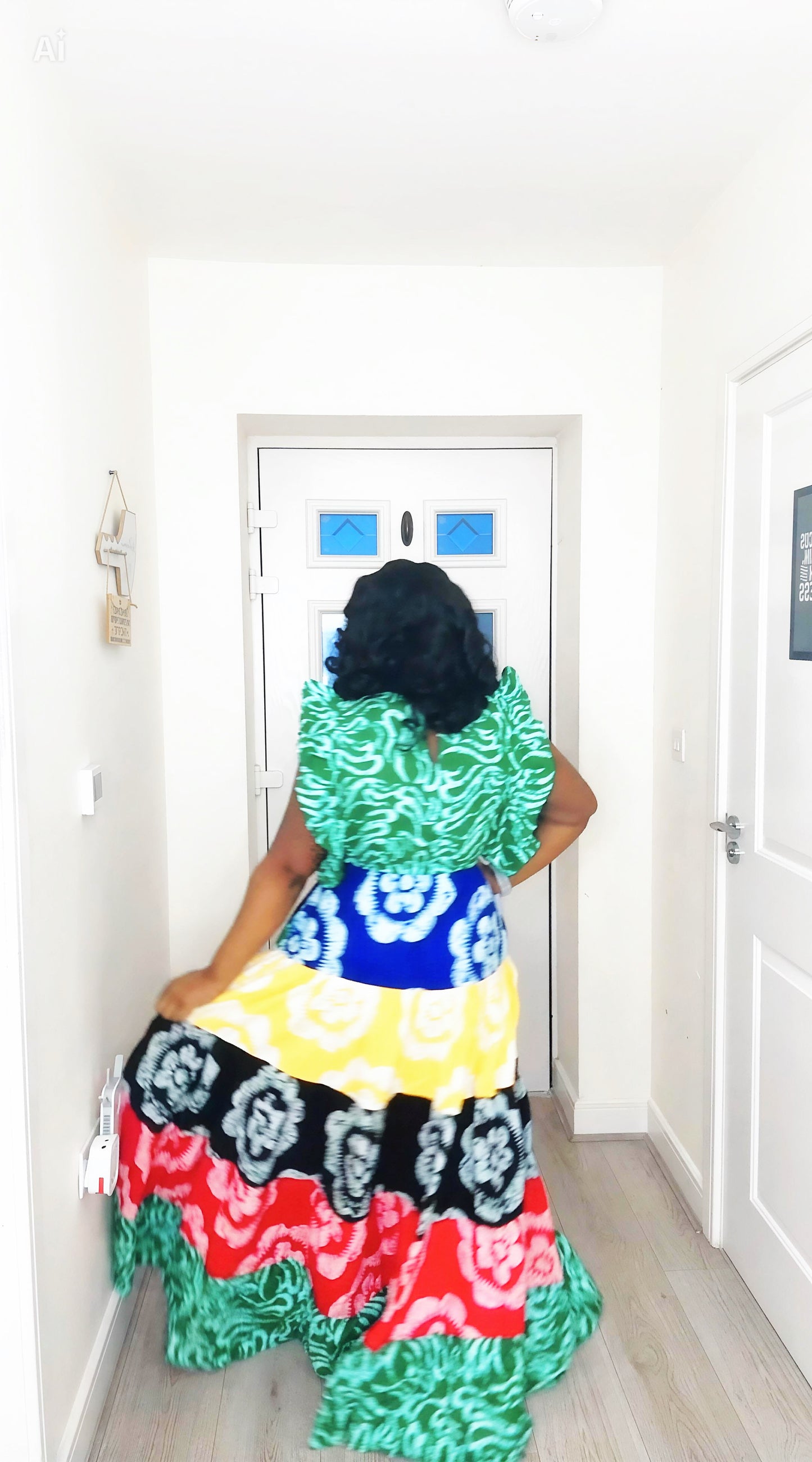OMOTOKE GREEN ANKARA MAXI DRESS
