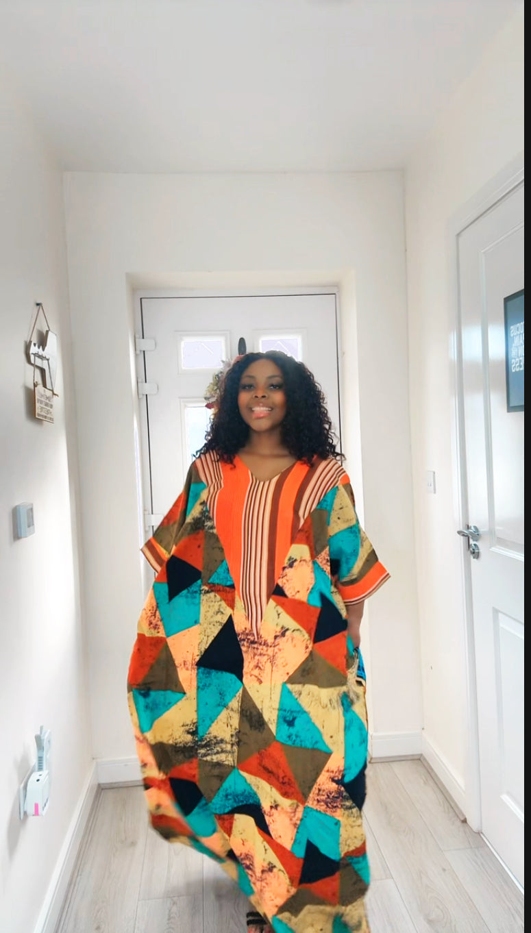 Arike Asooke V-Neck Reversible Ankara Boubou
